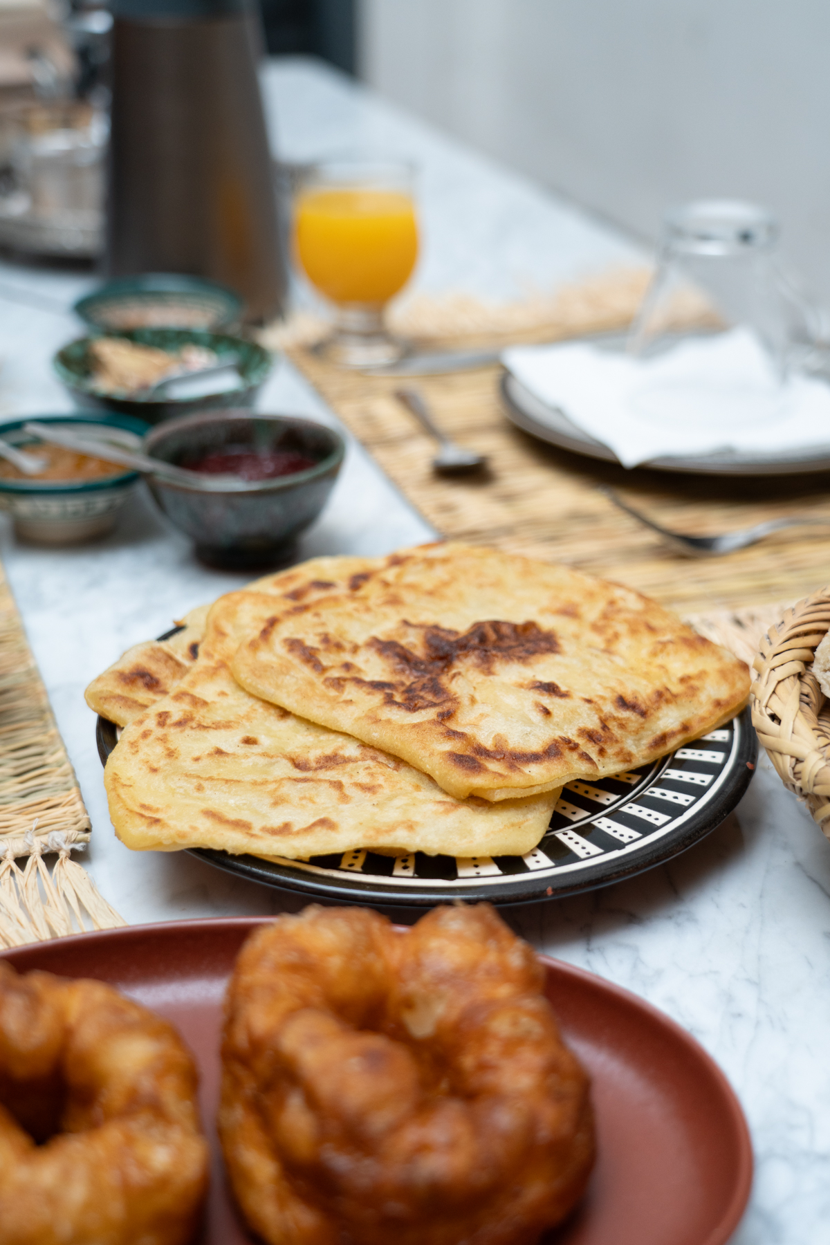 Petit-déjeuner marocain au Riad Melqa à Marrakech
